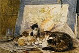 Henriette Ronner-Knip A Cat and her Kittens in the Artists Studio painting